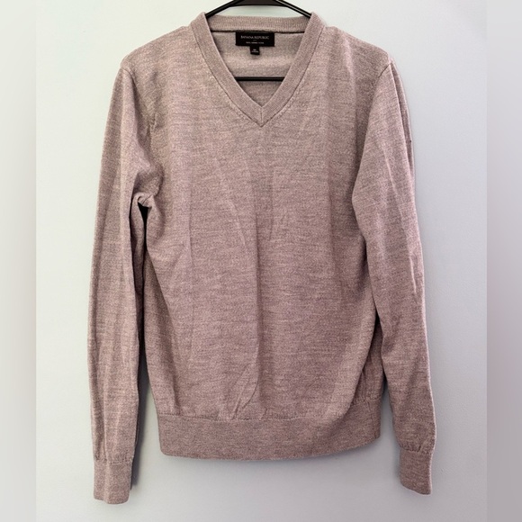 Banana Republic Merino Wool Mens Size Medium V-Neck Pullover Classiccore Gray - Picture 1 of 5